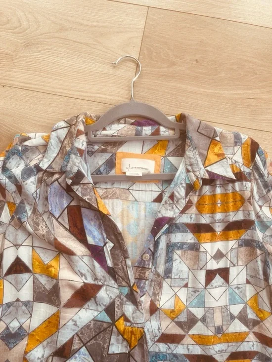 Anthropologie size medium Flounces Abstract Long Sleeve  Dress in Multicolor - Picture 8 of 14